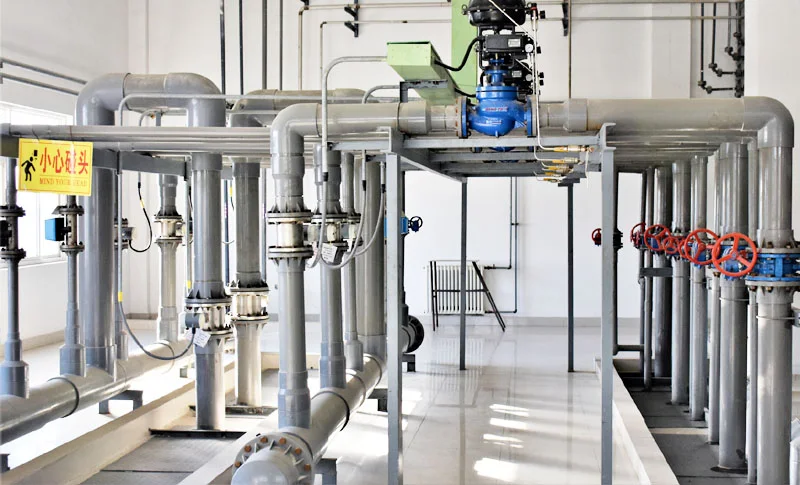Stainless steel process pipework inside the Gaoyuan sodium chlorite plant